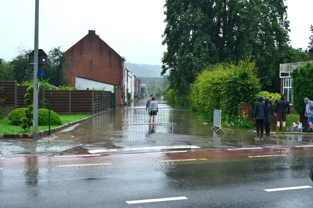 Rue inondée à Wilsele, en 2021